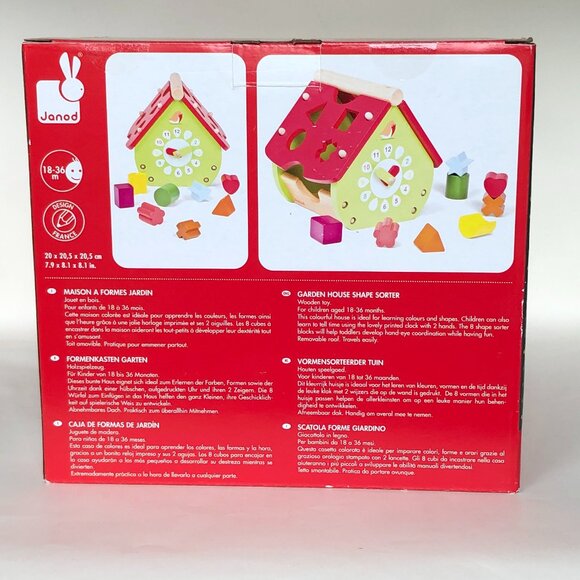 Janod Wooden Garden House Shape Sorter / Maison à Formes Jardin En Bois NWT - Picture 9 of 11